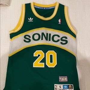 Adidas Sonics Green and Yellow Basketball Jersey